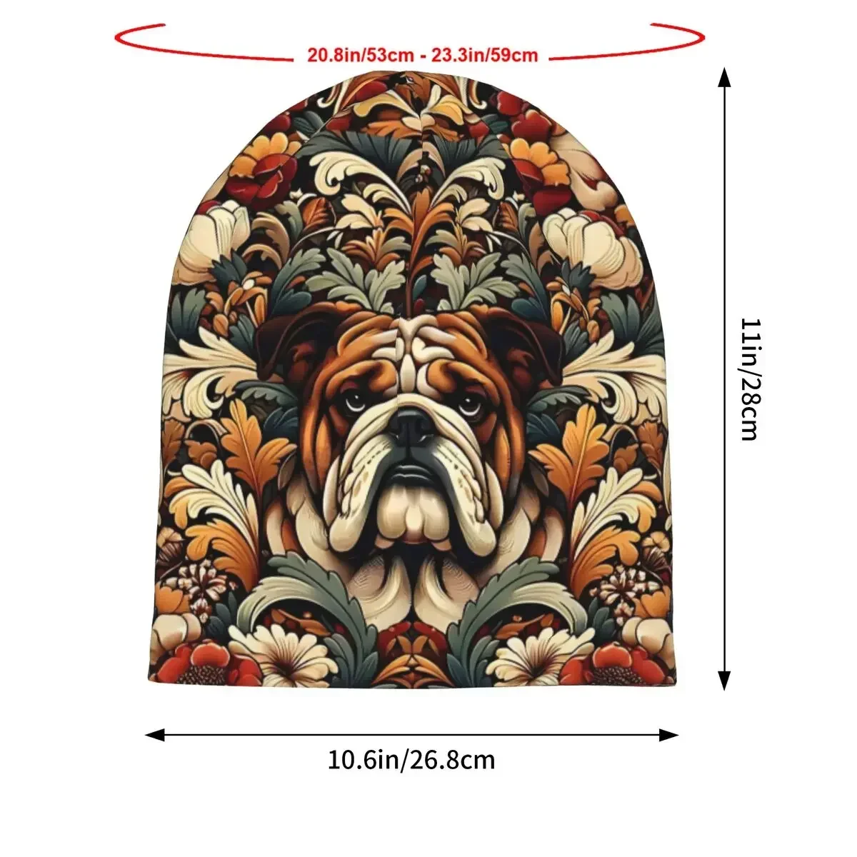 قبعات Bulldog In Floral للجنسين بونيه رفيعة مقاومة للرياح بطبقة مزدوجة للرجال والنساء #2