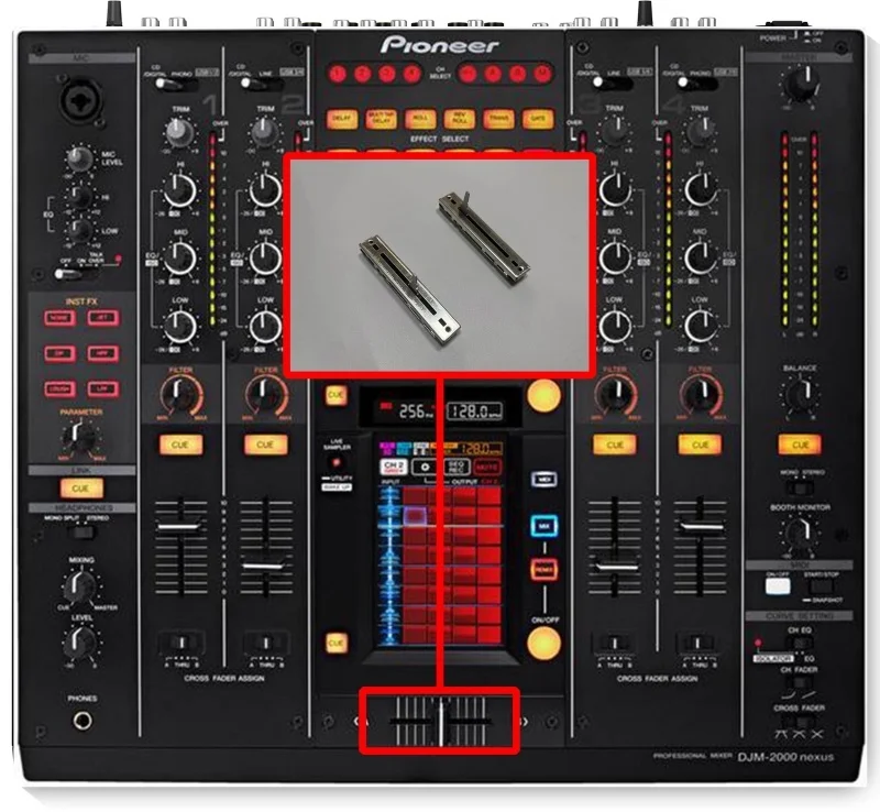 1pcs，Slide potentiometer，10KB×2，Mixing console volume fader，DJM-600 700 800 900 2000，Total length 88mm