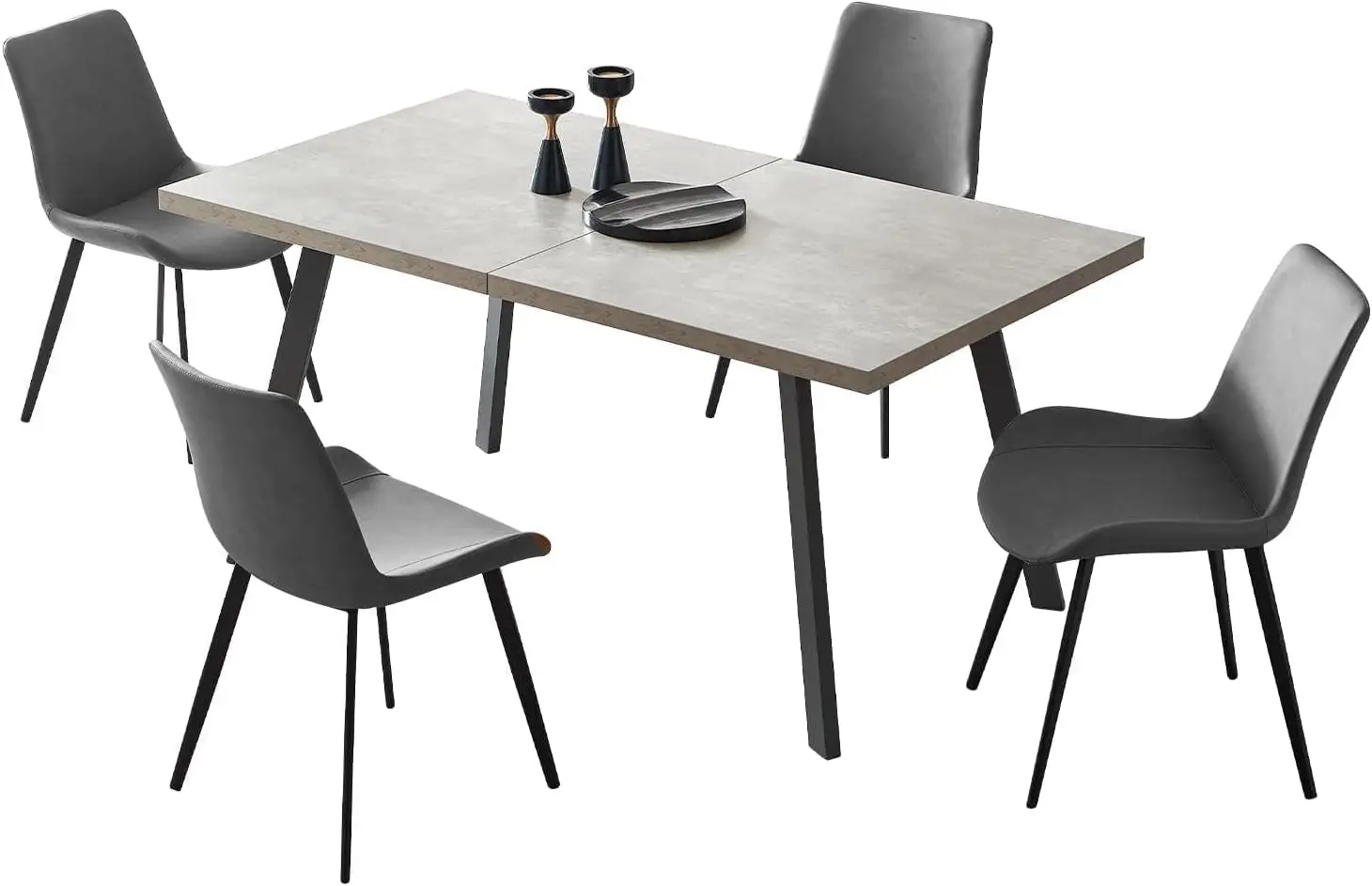 5 Piece Dining Table Set, 46 Inch Modern Kitchen Table with 4 Dining Chairs