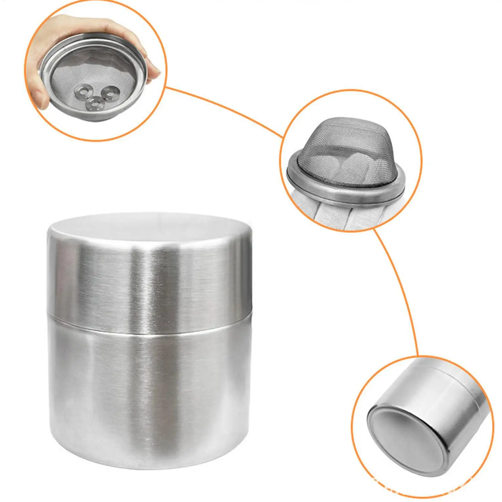 

Airtight Tea Canister Stainless Steel Airtight Storage Canister With Powder Sifter 40 Mesh Fine Sieve Tea Container With Lid For