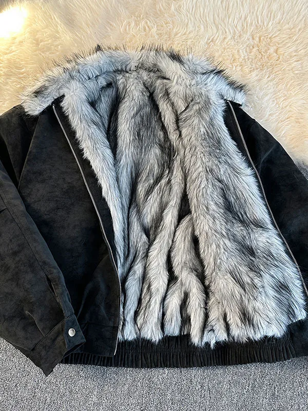 

Ретро Distred Mountain Eagle Деконструированный хлопковый воротник с меховым воротником, мужское зимнее высококачественное теплое хлопковое пальто для пар Thiened