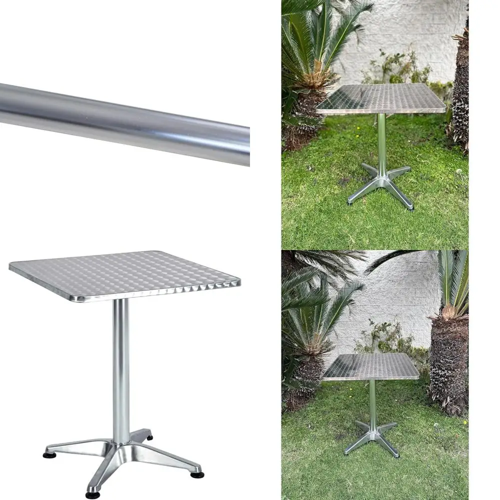 

Стол для патио из нержавеющей стали, 23,75 кв. фута, с серебристой алюминиевой рамой, мебель ресторанного класса