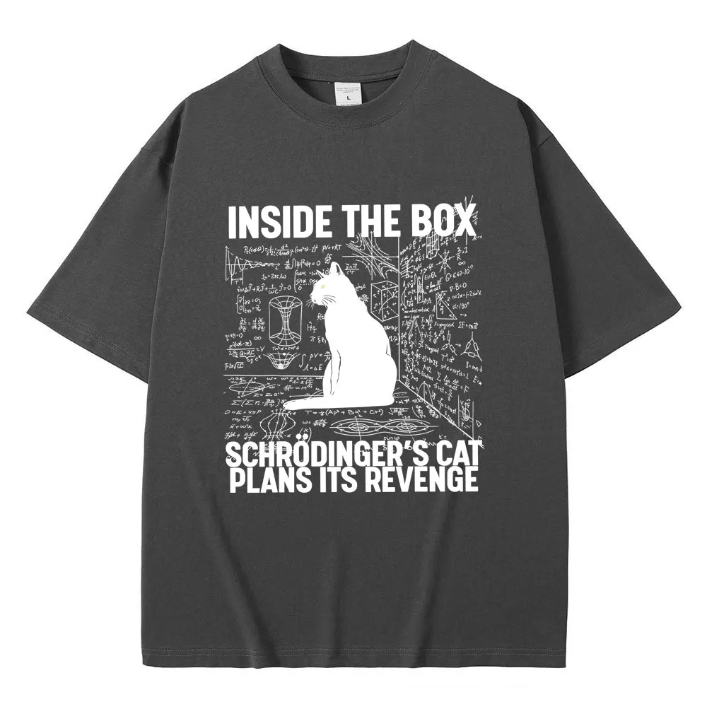 تي شيرت Schrodinger Cat Limited Schrodinger Cat Lovers مضحك ميمي قطن كاجوال ملابس الشارع الشهير برقبة دائرية للرجال والنساء