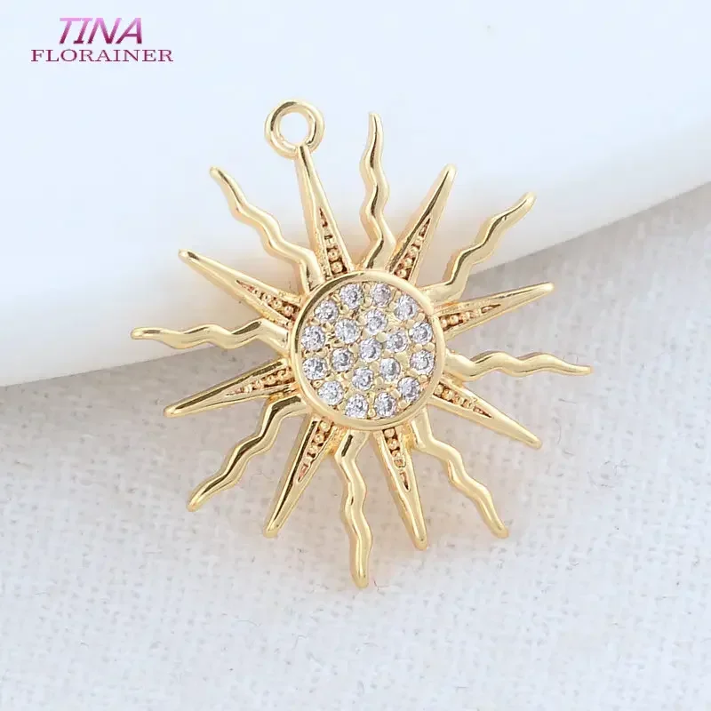 16*18MM 14K Gold Color Brass and Zircon Sun Charms Pendants Jewelry Making Supplies Diy Necklaces Earings Findings Accessories