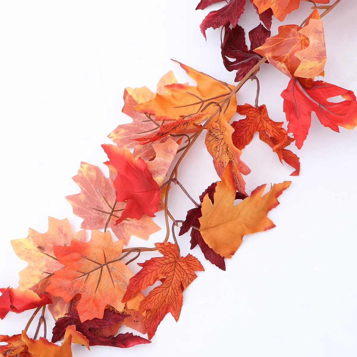 

1pc Artificial Maple Rattan Dark Red Simulation Leaves Vine For Wedding Party Garden Fence Wall Door Swing Indoor Outdoor