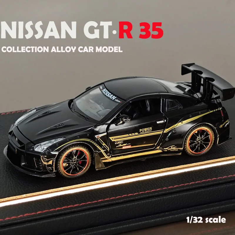 1:32 Nissan GTR R35 Racing Car Model Diecast Children Boy Toy Vehicles Sound And Light Car Gift Collection Miniature Voiture