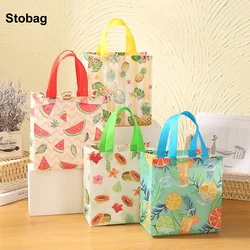 StoBag 12pcs Non-woven Gift Tote Bags Fruit Kids Cartoon Fabric Candy Package Waterproof Storage Reusable Pouch Birthday Party