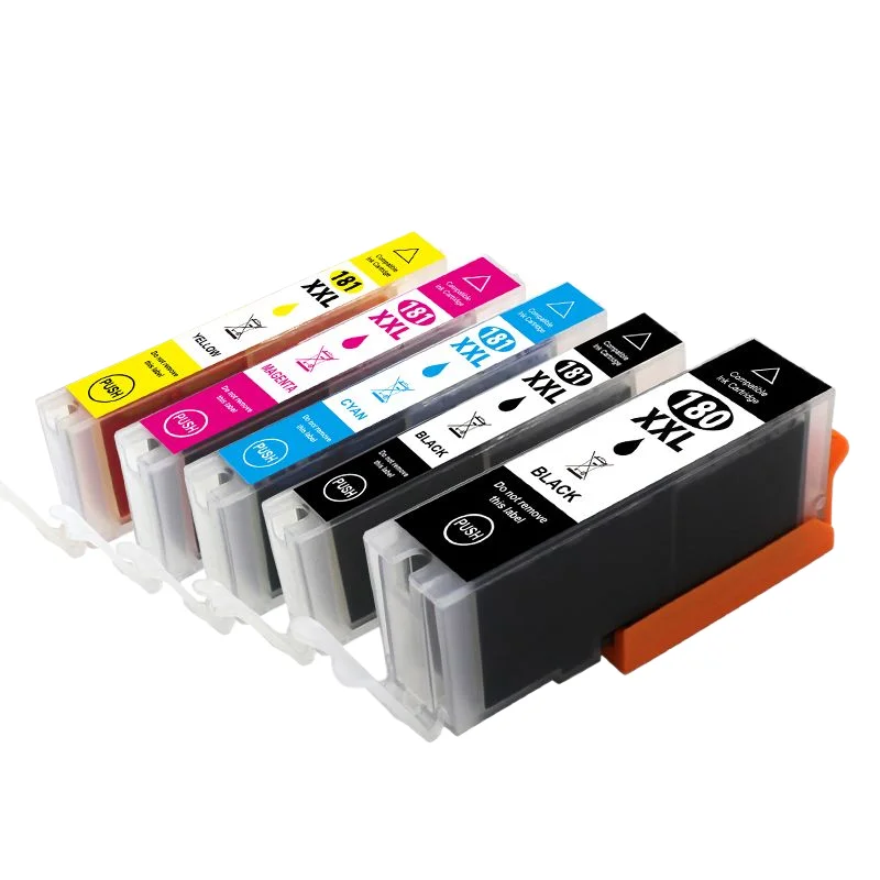 PGI-180XXL CLI-181XXL 180 Black Ink Cartridge Compatible For Canon PIXMA TS6110 TS6210 TS701 Printer cyan M YL Ink Cartridge