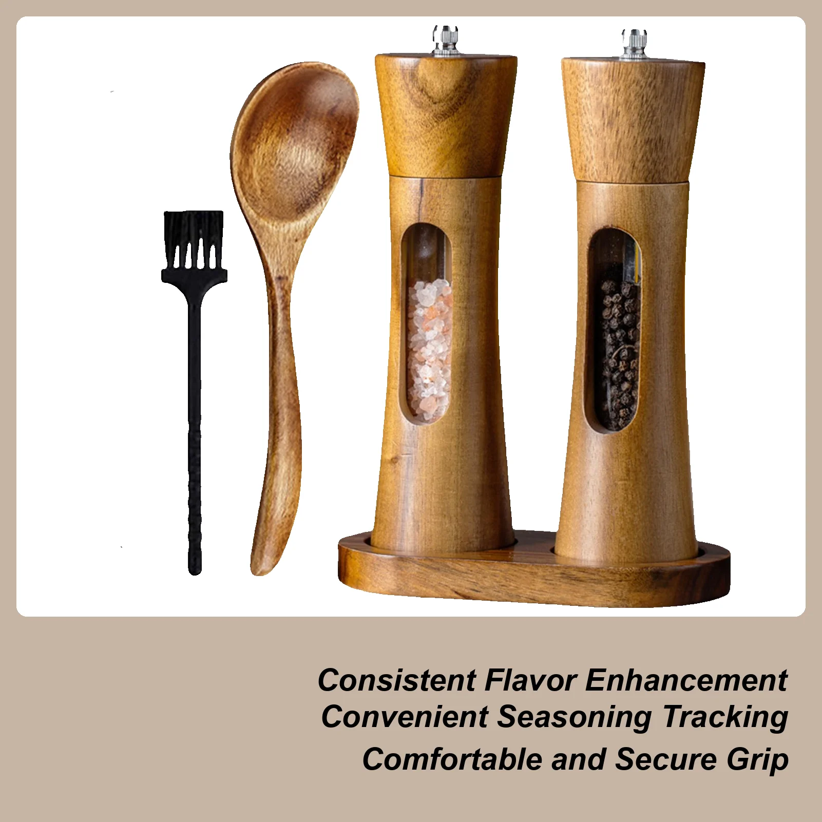 

Pepper Grinder Manual Adjustable Coarseness With Spoon Salt And Pepper Mill Manual Tool Set For Seasoning Home Kitchen