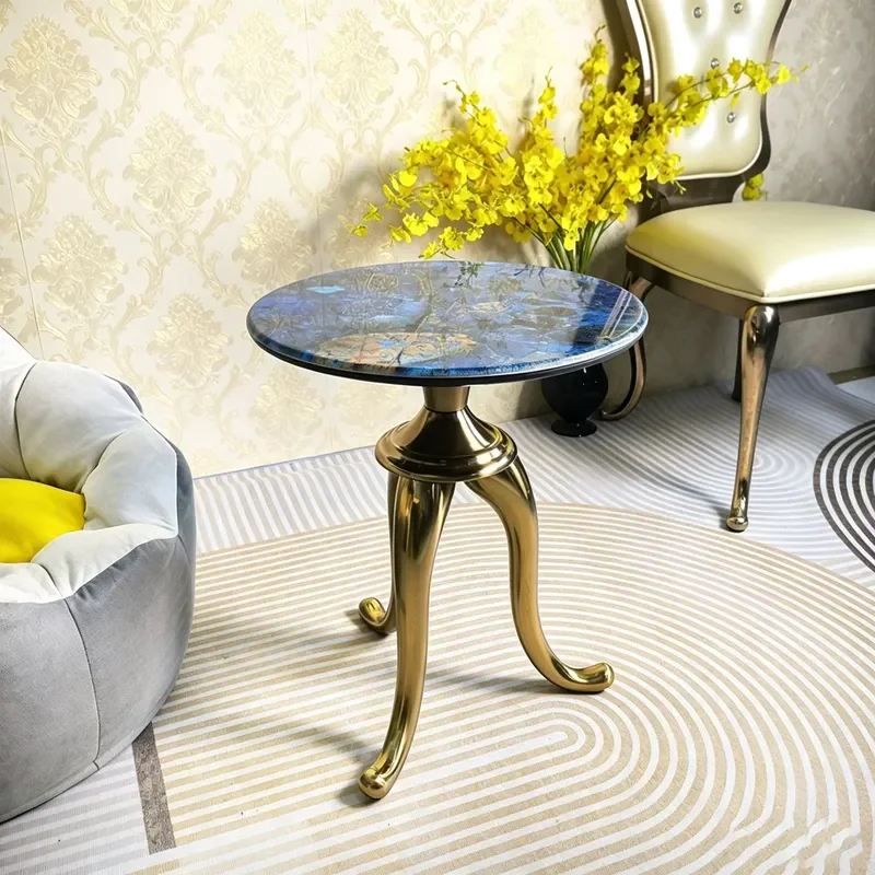 Modern Curved Tripod Side Table Round Coffee Table for Living Room Sofa Corner End Table Indoor Lounge Balcony Furniture