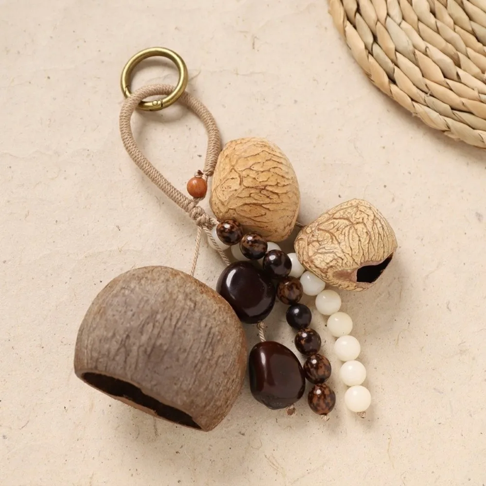Creative Sound Heal Natural Fruit Shell Keychain Bohemian Style DIY Bag Pendant Handmade Handbag Charm Garden Decor