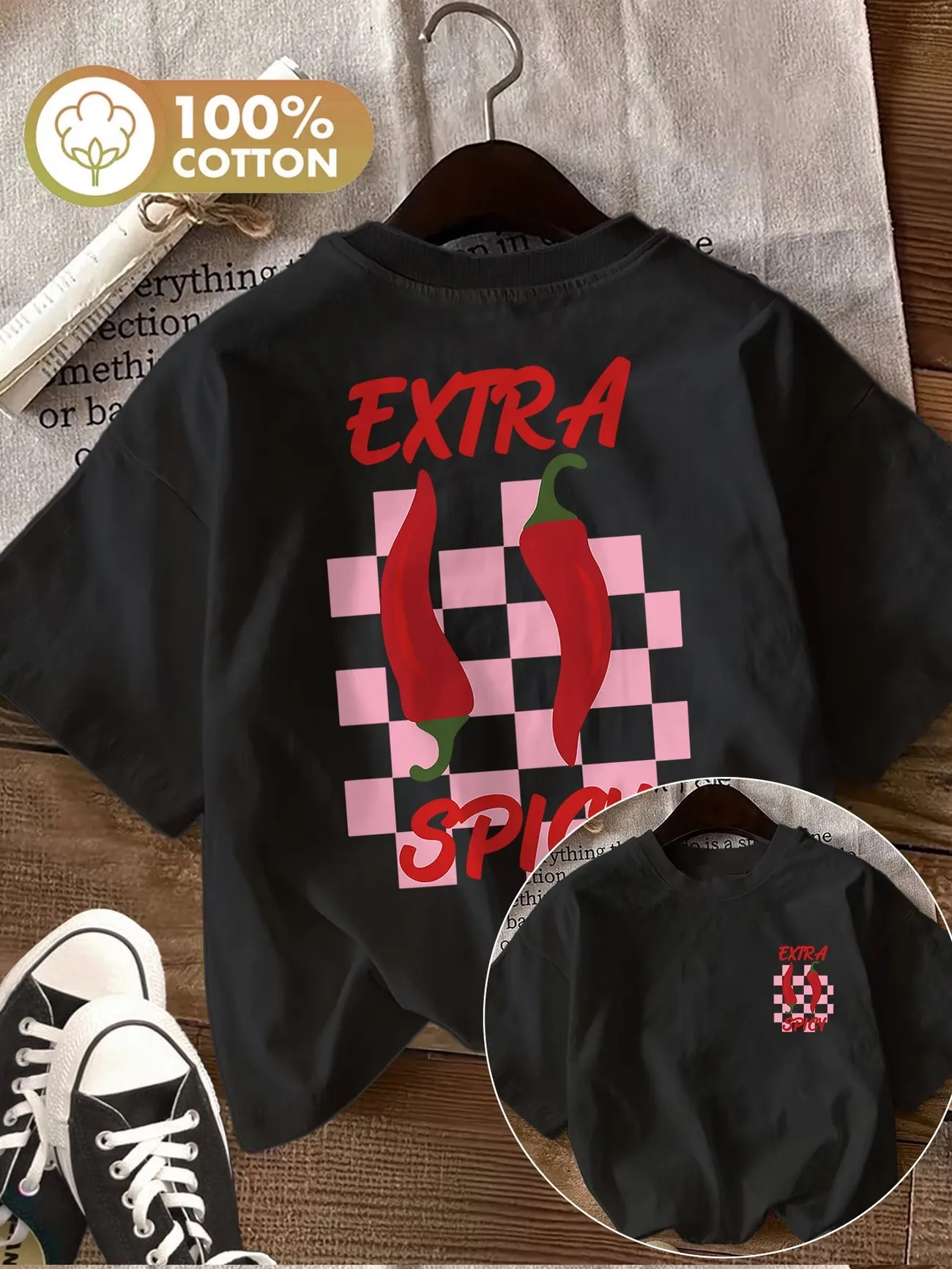 90s extra spicy shirt Y2k 100% Cotton Women's Retro T-Shirt Soft Crew Neck Short Sleeve Top Vintage Shirt hip hop Design