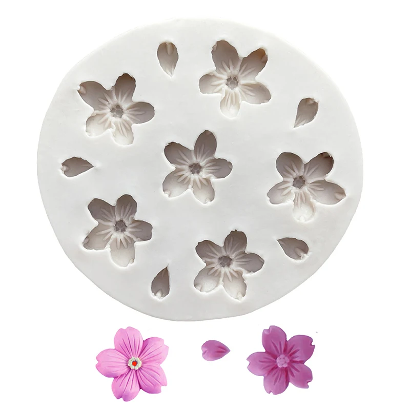1Pc 6 Holes Cherry Flowers Silicone Mold Sugar Chocolate Small Flower Diy Cake Mold Wedding Cake Decorating Tools