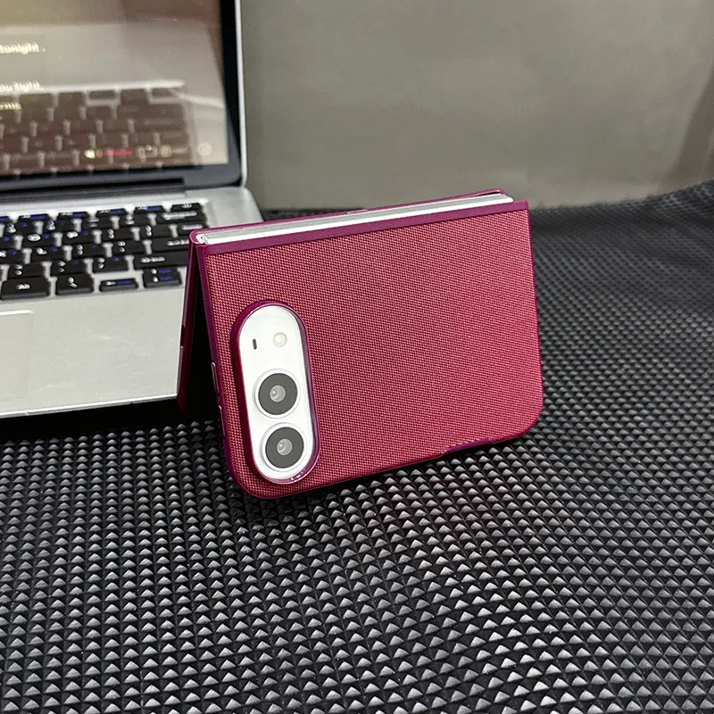 Official Technology Woven Texture Invisible Magnetic Folding Phone Case For Magsafe For IPhone Duo Shockproof Protective Cover ﻿
