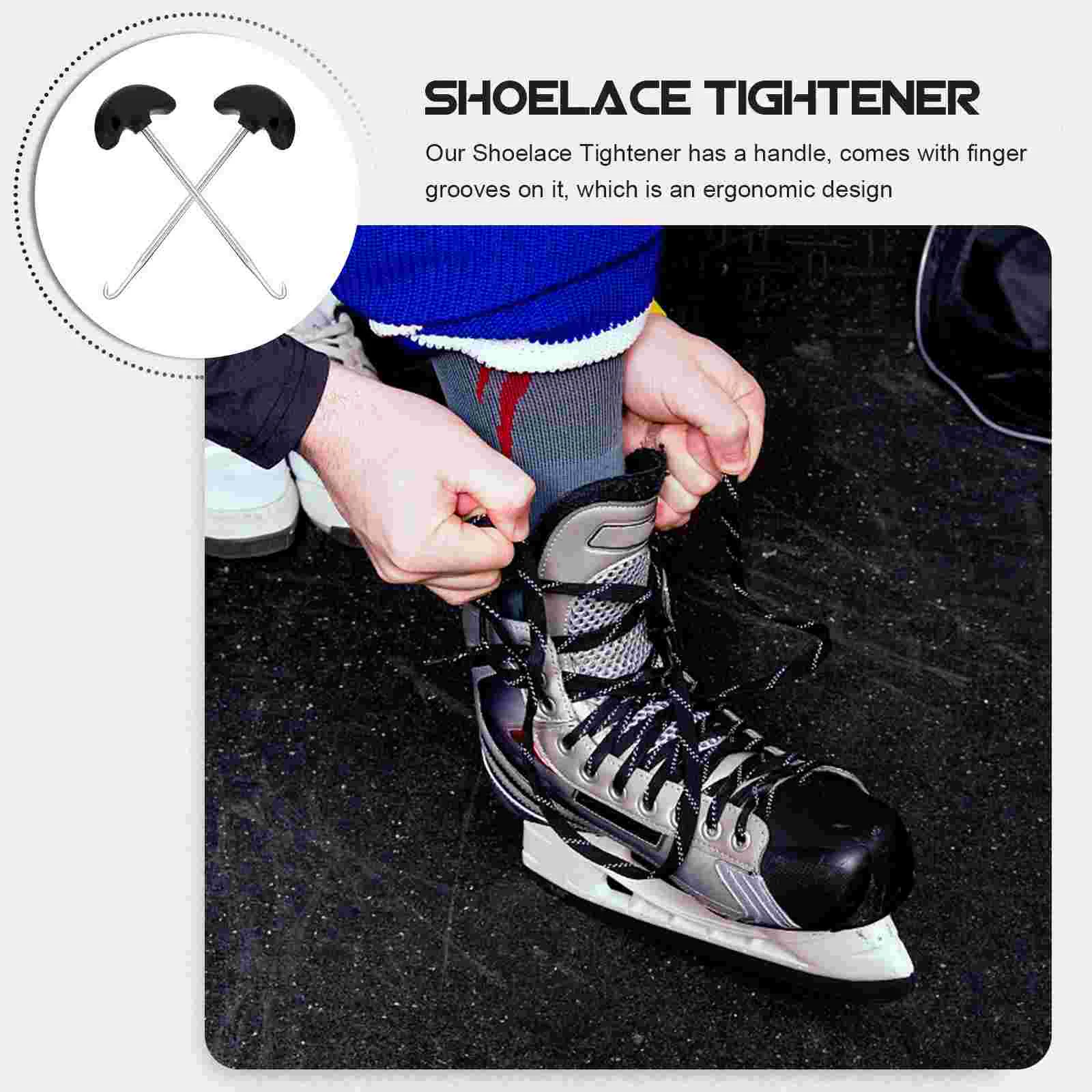 2 Pcs Shoelace Tightener Pulling Tool Tools Professional Pullers The Tightening Tighteners Stainless Steel Trampolines