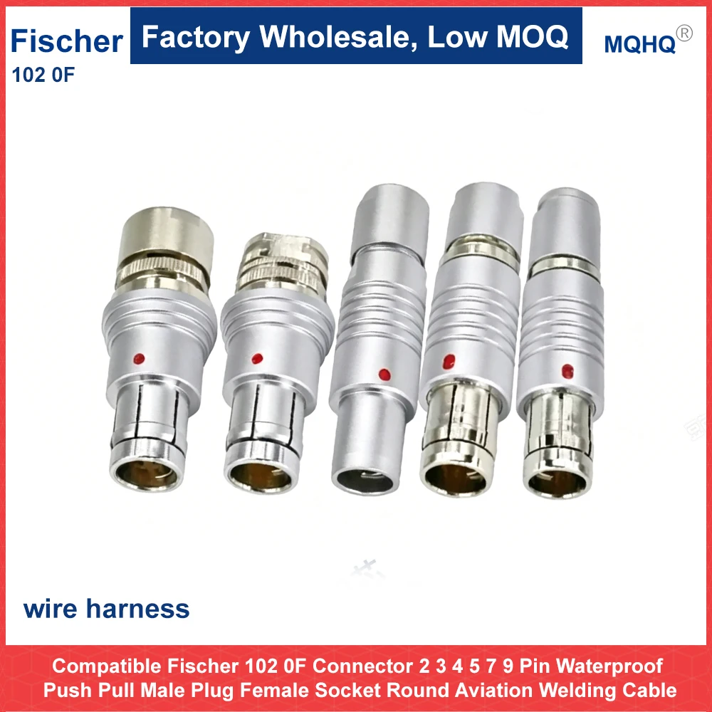 Compatible Fischer 102 0F Connector 2 3 4 5 7 9 Pin Waterproof Push Pull Male Plug Female Socket Round Aviation Welding Cable