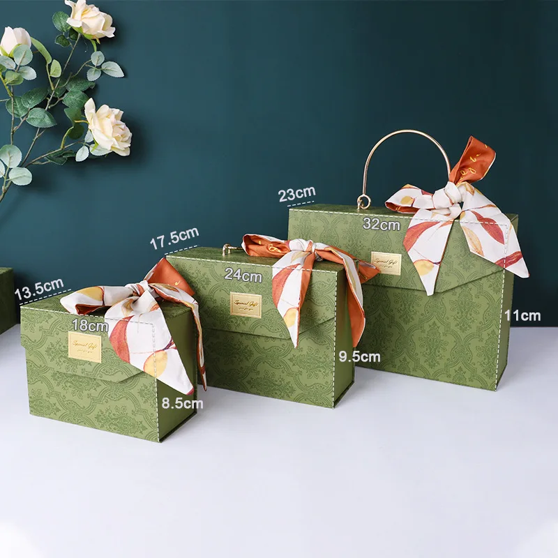 20Pcs/Lot Vintage Red Handheld Gift Box Empty Box Wedding Bridesmaid Handheld Gift Creative Folding Boxes