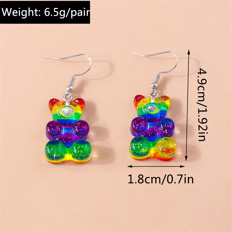 Cartoon Gummy Bear Drop Earrings for Women Animal Pendant Dangle Earrings Brincos Femme Girls Party Holiday Jewelry Gifts