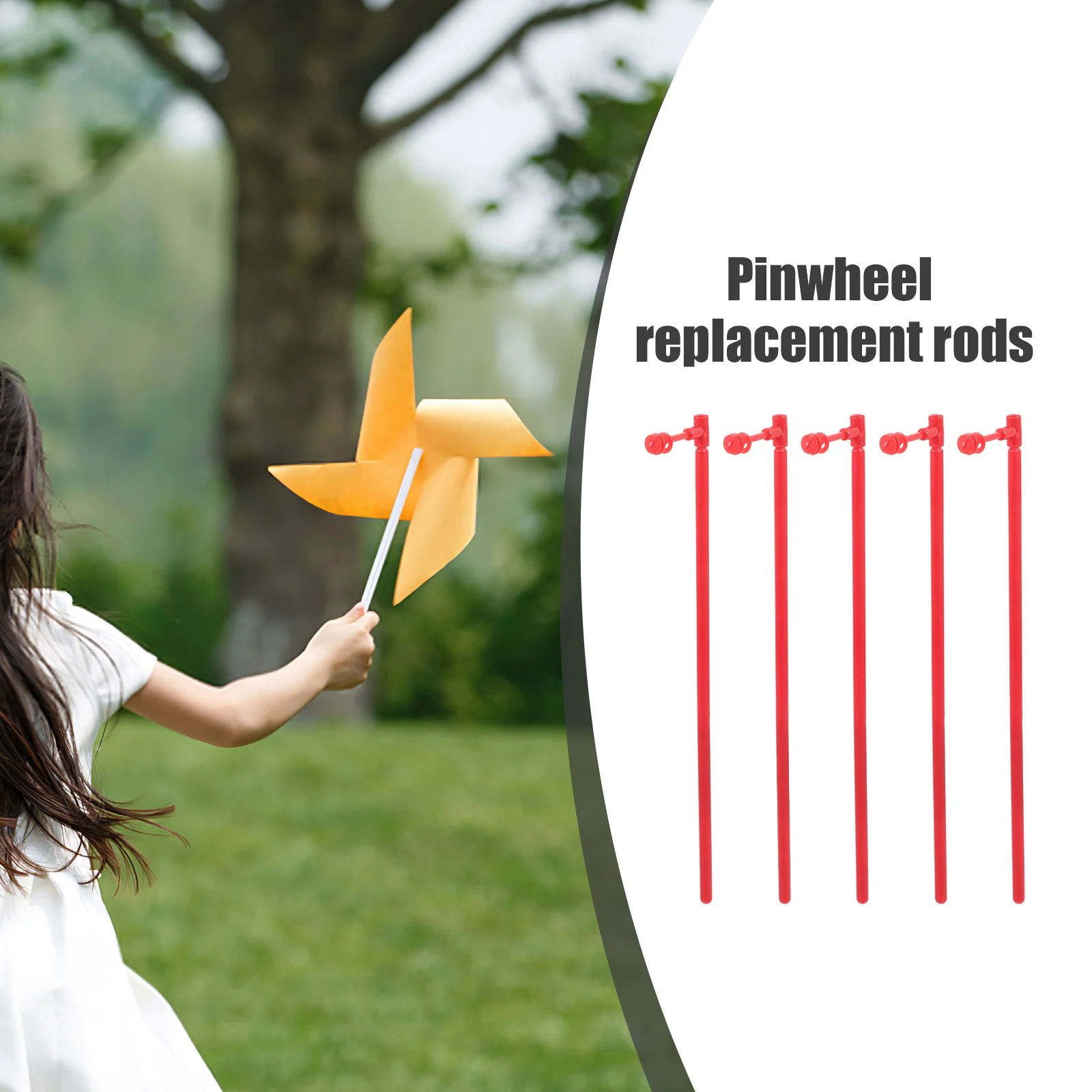 

10 Sets Red Windmill Rods Craft Sturdy Plastic DIY Garden Replacement Parts Spinners Pinwheel Making Bars Accessories