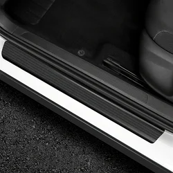 4Pcs/Set Carbon Fiber Car Door Sill Strip Protector Universal Anti Scratch Bumper Car Front Rear Door Sill Sticker