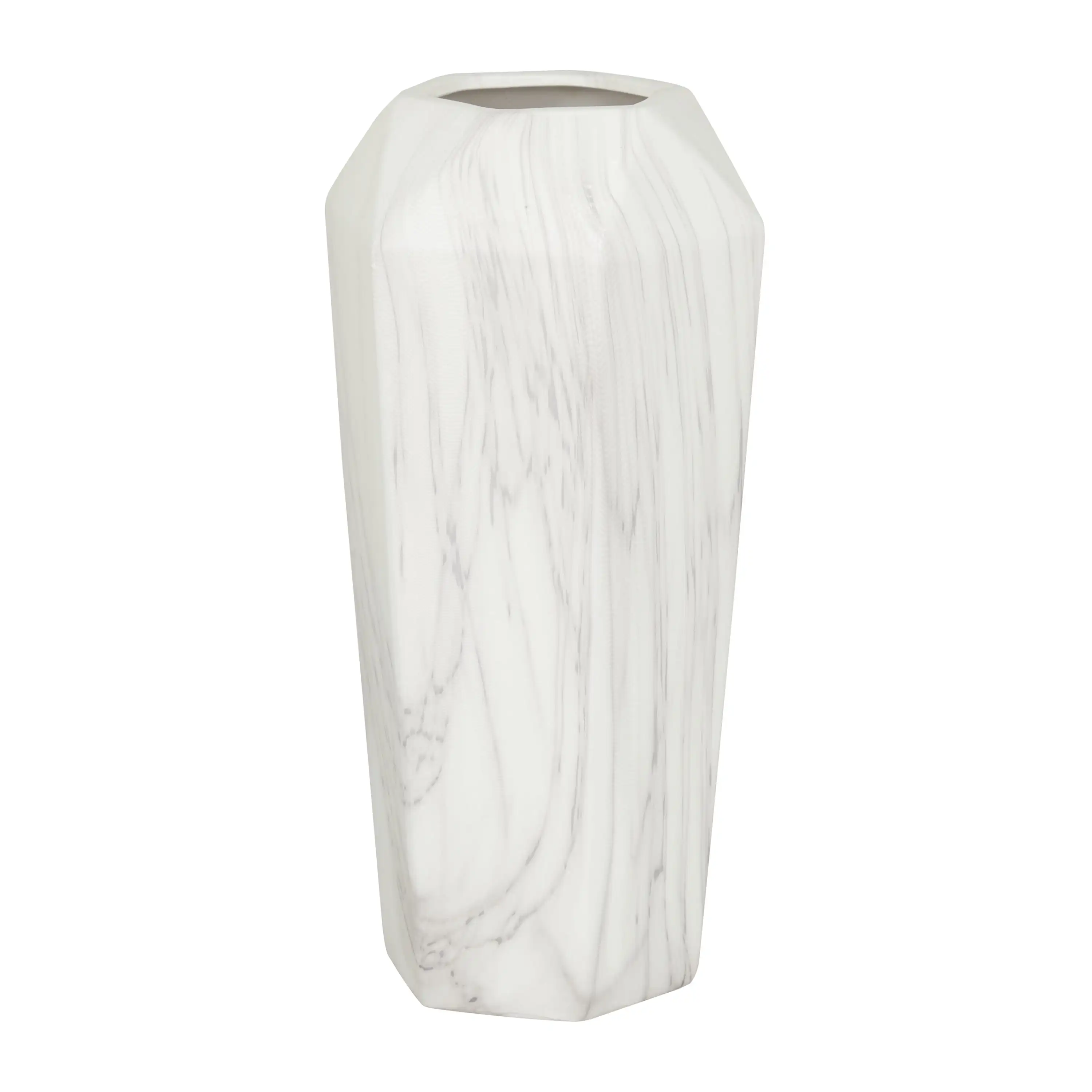 

14 Faux Marble White Ceramic Vase