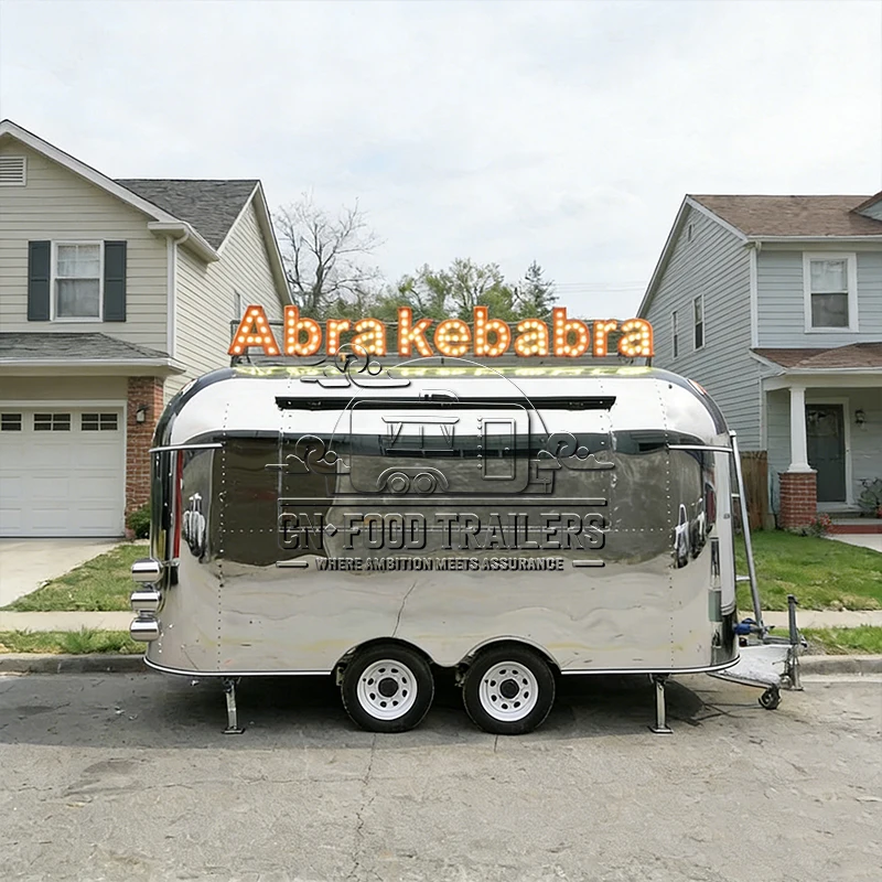 Remolque de Comida CN, Remolque de Comida Gourmet para Hot Dogs, Salchichas y Pretzels con Área de Preparación de Acero Inoxidable