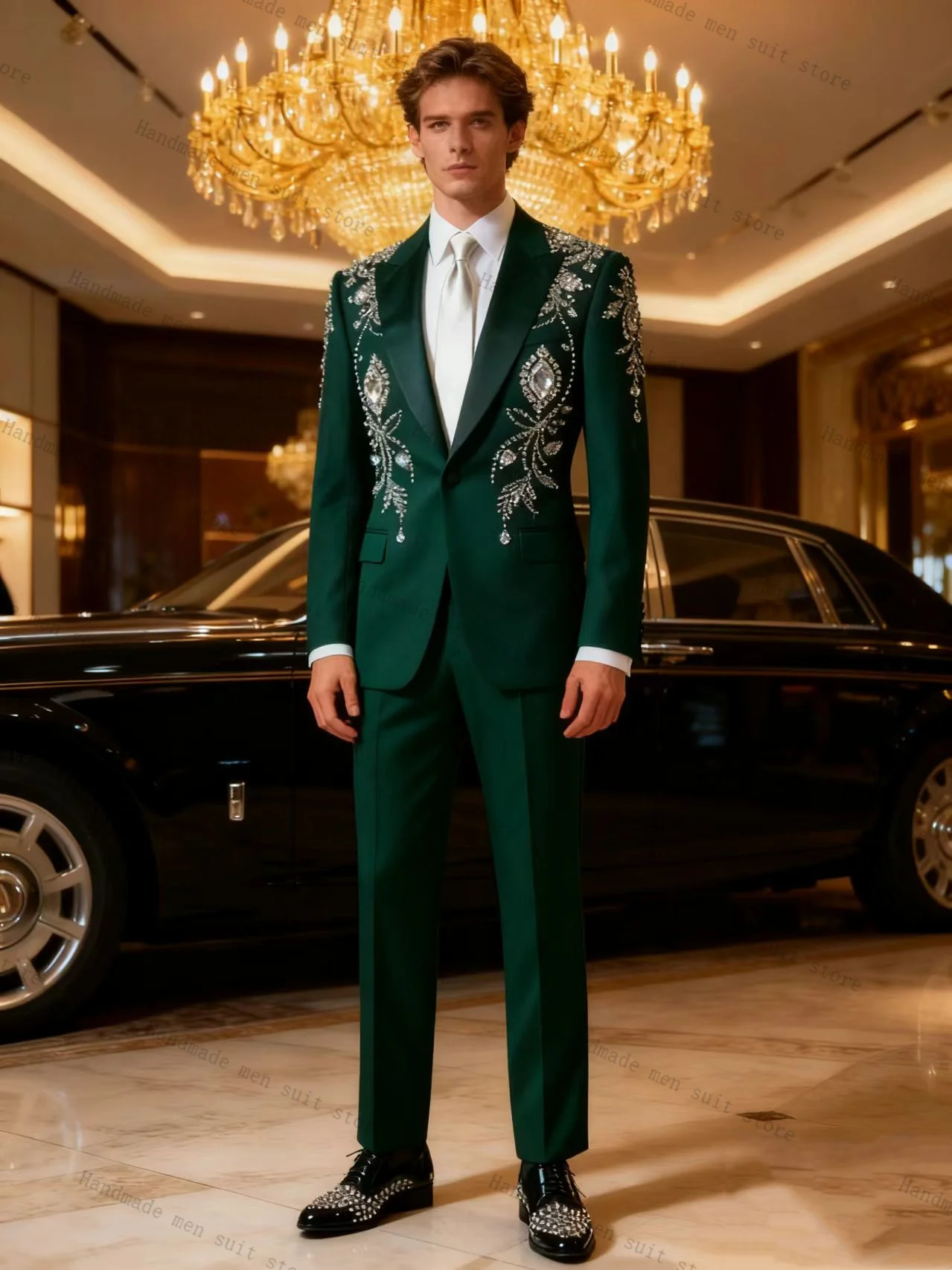 크리스탈 버건디 남성 정장 세트 2피스 블레이저+바지 프롬 웨딩 턱시도 코트 코튼 가을 맞춤형 포멀 오피스 재킷