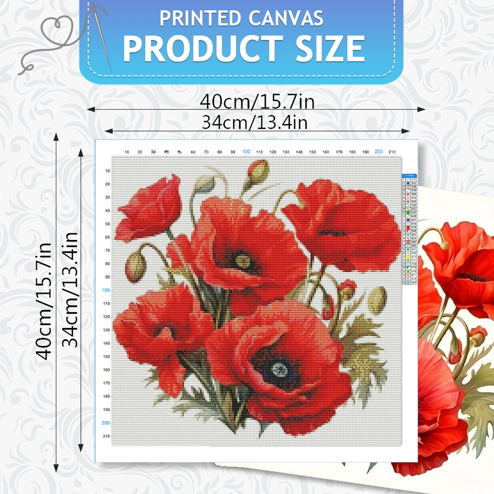 HUACAN Cross Stitch Flower Ros - Embroidery Rose Stitch ulasan dan harga