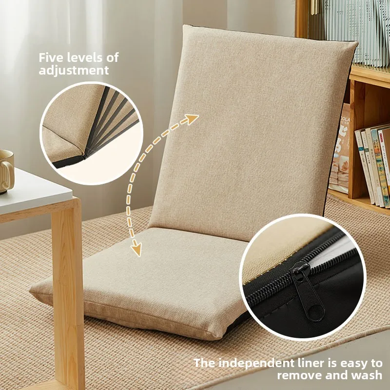 Foldable Floor Sofa Chair Japanese Tatami Lounger with Backrest Adjustable Reading Chair for Bay