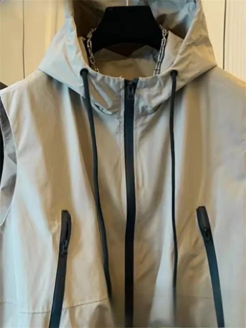 Fashion Hooded Vest Women's Casual Workwear Sleeveless Jacket  Zipper Commute Waistcoat Female Outwear