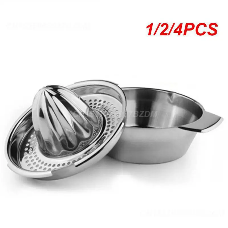 1/2/4PCS Manual Fruit Juicer Stainless Steel Hand Juicer With Bowl Strainer Rotation Press Citrus Juicer For Orange Lemon