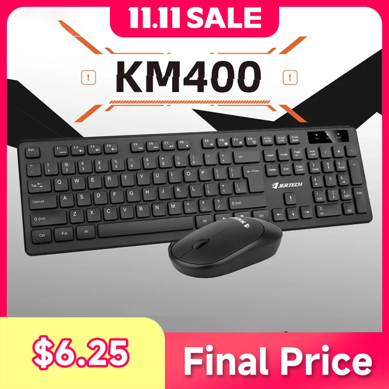

KM400 Office Wireless Keyboard And Mouse Multimedia Buttons Lightweight USB 2.4GHz Silent Wireless Keyboard And Mouse