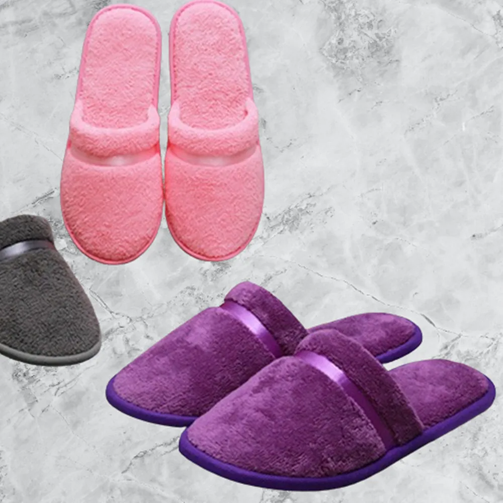 Hot Selling All-inclusive Slippers Hotel Slippers Winter Coral Fleece Slippers Disposable Slippers Solid Unisex Non-slip Soft