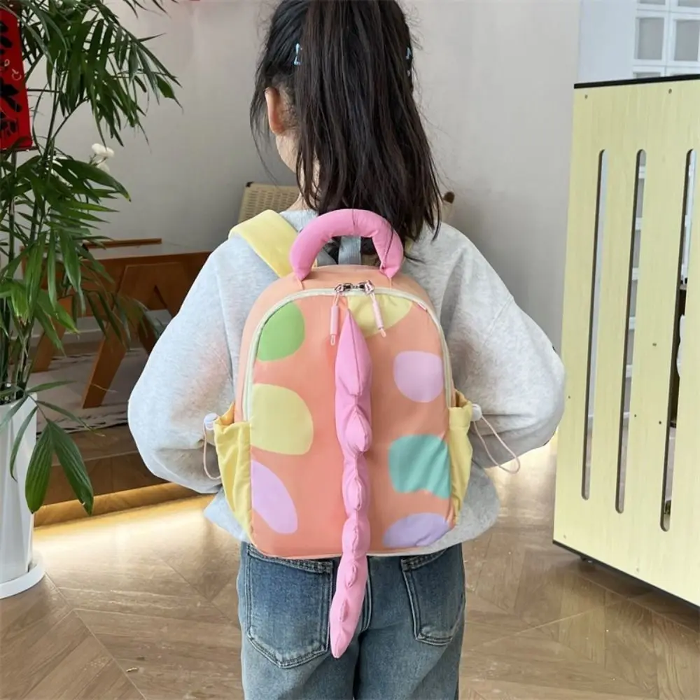 Adorable Oxford Cloth Backpack Cartoon Design Lightweight Dinosaur Backpack Water Repellent Padded Straps Mini Rucksack School