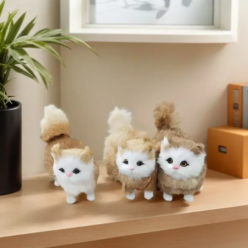 Cute Realistic Cat Plush Toy, Soft Stuffed Kitten Doll, Lifelike Fake Animal Gift for Kids Girls, Birthday Valentine’s Day toys