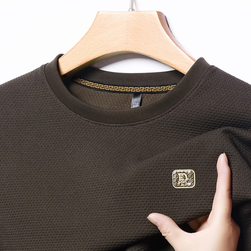 

Round Neck Sweatshirt, Long Sleeved T-shirt, Men's Spring and Autumn Business Casual Elastic Wrinkle Resistant Breathable Top