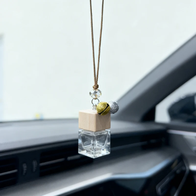 Trendy Decor DIY Empty Car Perfume Bottle Rearview Mirror Pendant with Bell Accessory - No Essential Oil
