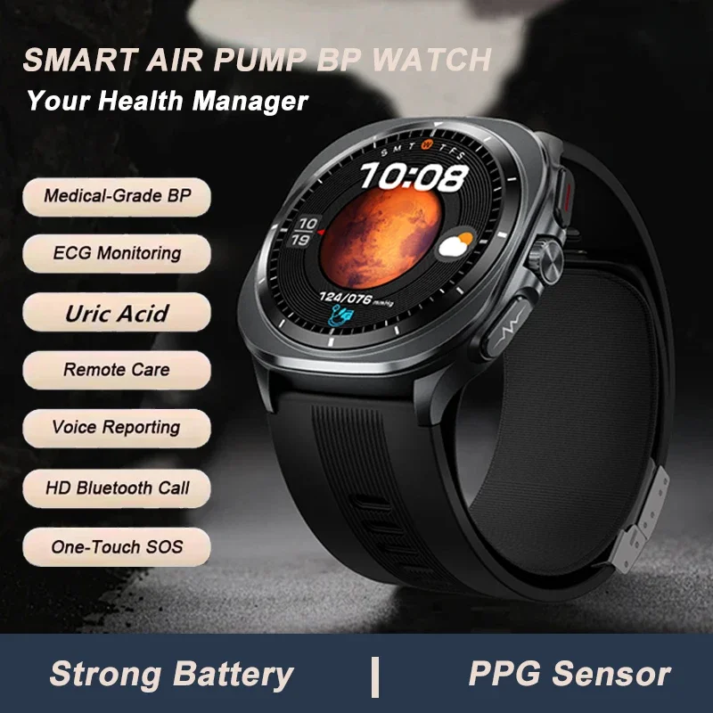

New Health Nursing Grade Air Pump Airbag Accurate Measure ECG Blood oxygen SmartWatches Blood Pressure Fitness Sport SmartWatch
