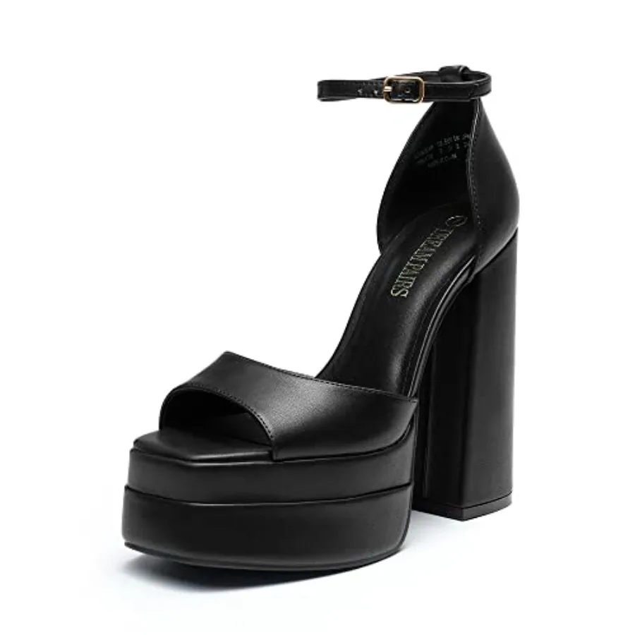 

High Heels Chunky Block Platform Heels for Women Ankle Strap Sexy Open Square Toe Heels Dressy Pumps Sandals