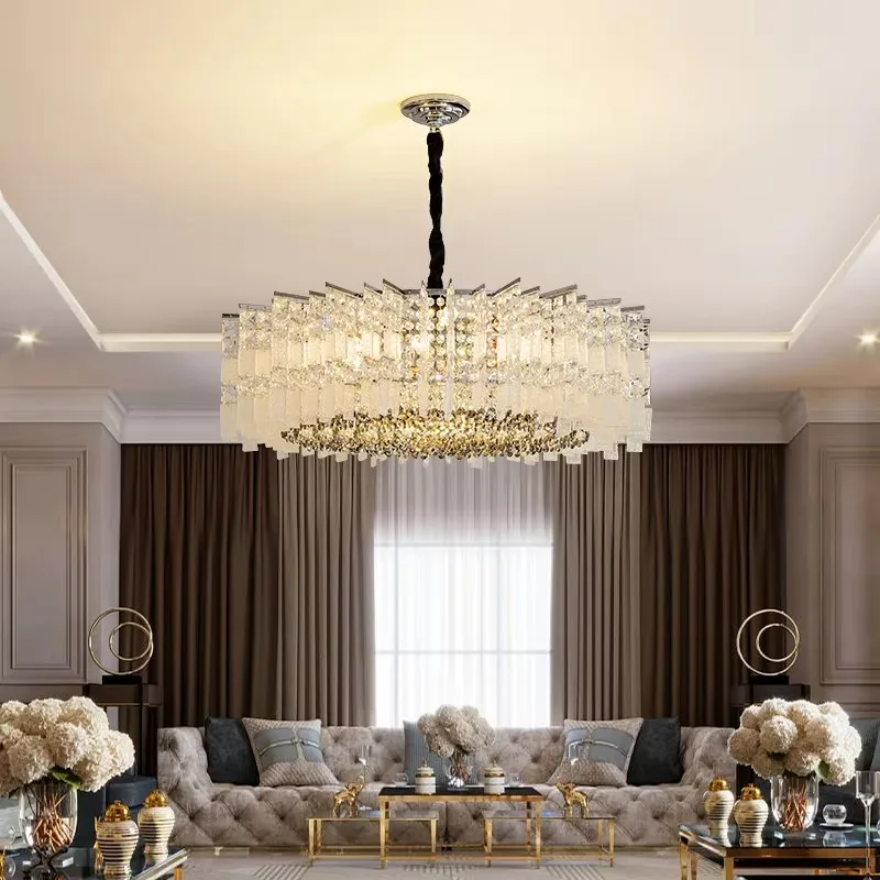 

French Luxury Crystal Chandelier Living Room Light Atmospheric Postmodern Dining Room Light New Villa Bedroom Light