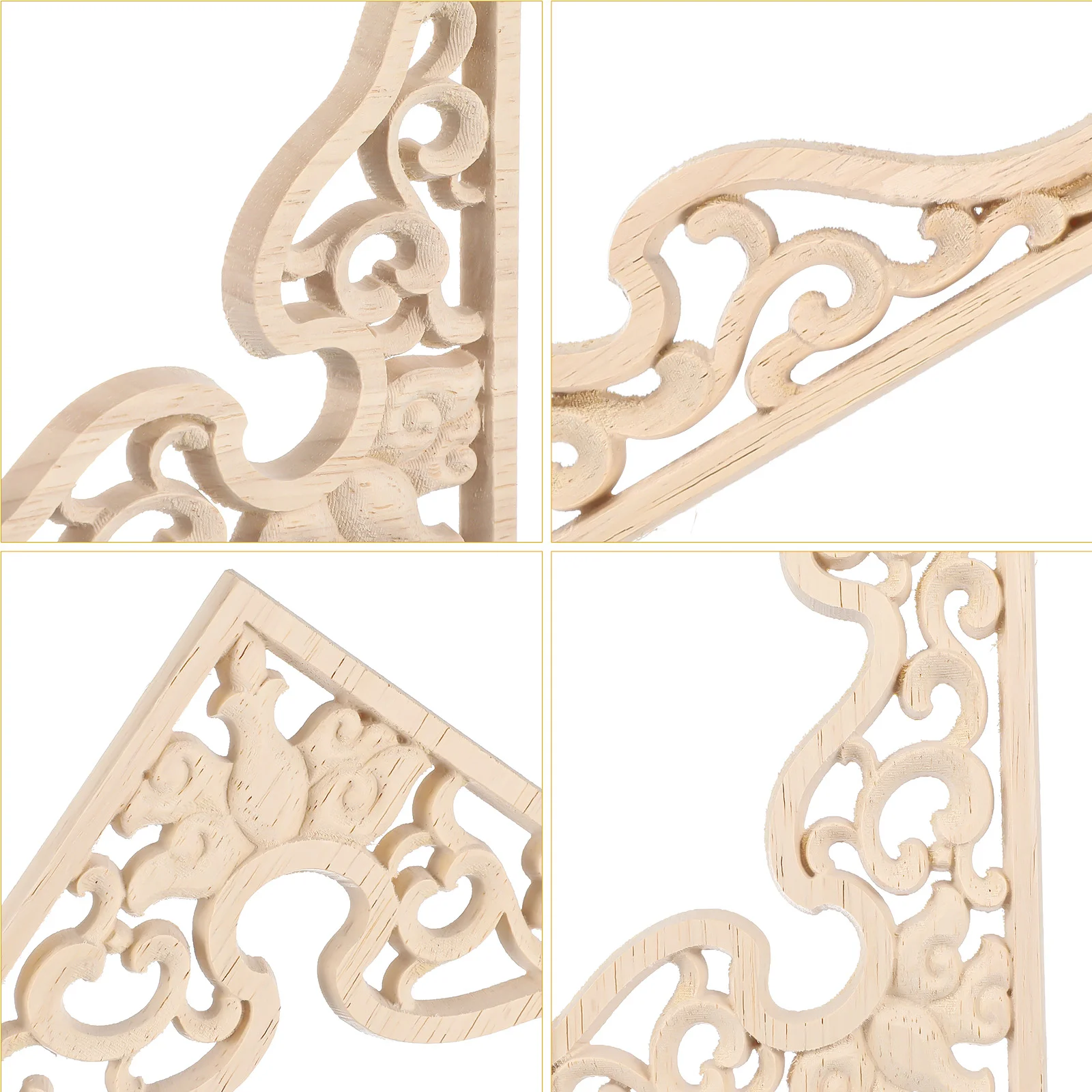 2 Pcs Ceiling Onlay Wood Carving Decals Wooden Applique Bed Door Decor Ceilings