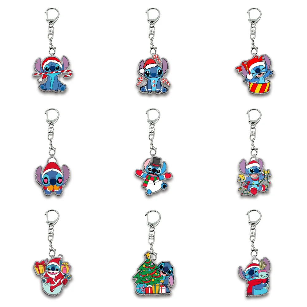 عيد الميلاد غرزة اللون بريق سلسلة مفاتيح مصنوعة من الأكريليك للحزب شارة عطلة مجوهرات حقيبة الديكور