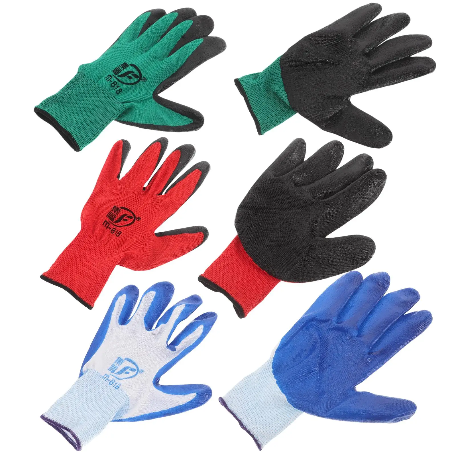3 Pairs Colorful Gardening Rubber Coated Nitrile Work Gloves Multipurpose Men Women Breathable Comfort Grip Gardening