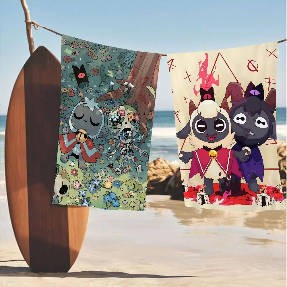 C-Cult of The Lamb Game Bath Towel Microfiber Soft Water Absorbing Breathable For Girl Kids Decorative Cartoon Beach Towel
