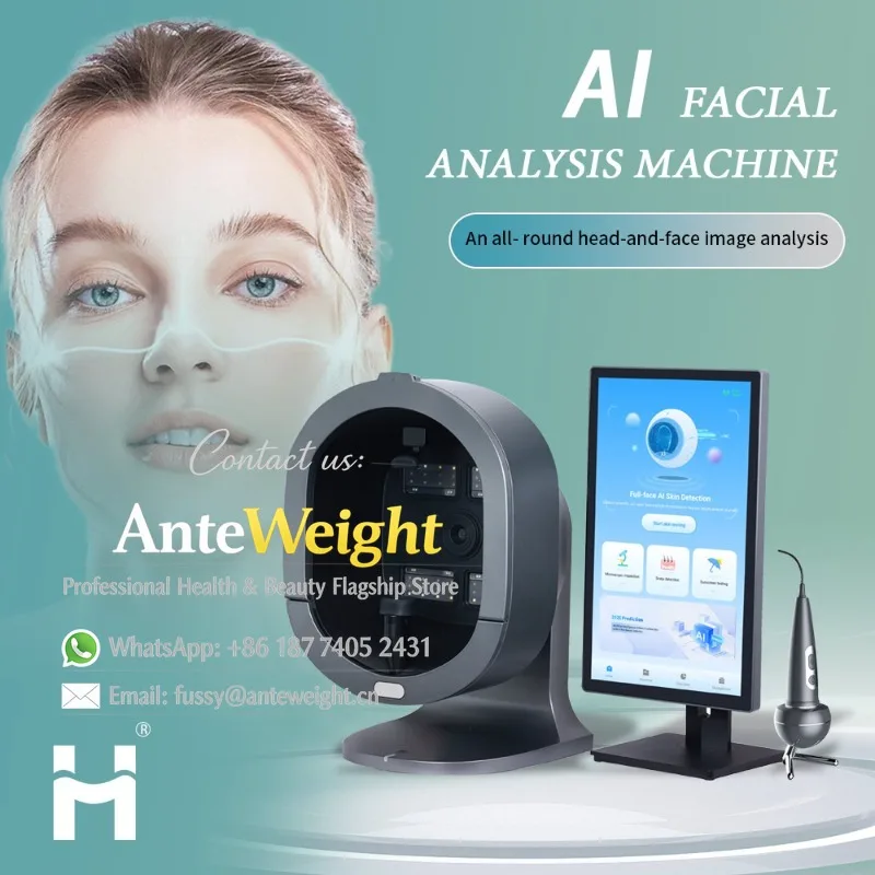 Portable Skin Scanner Face Visia AI 3D Skin Analyzer Machine EU/US/JP/ZA Compatibility for Commercial Use Acne Pigmentation