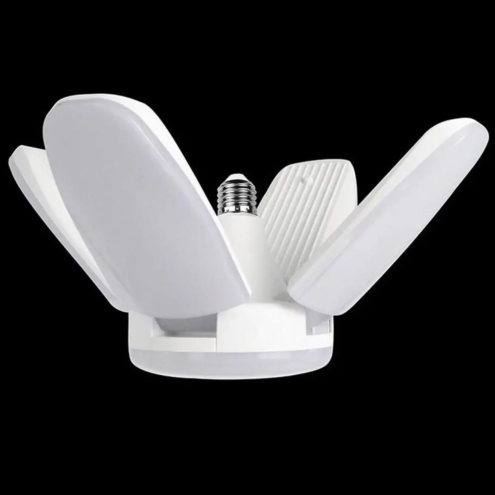 Foldable LED Garage Lights 2 Pack 4 Panel Adjustable E27 Ceiling Lamps Energy Efficient Bright Workshop
