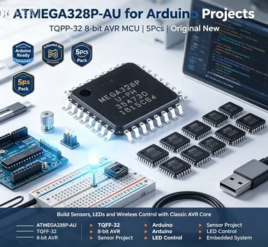 ATMEGA328P-AU TQFP-32 MCU, 8-bit AVR, 5Pcs, Original New for Arduino