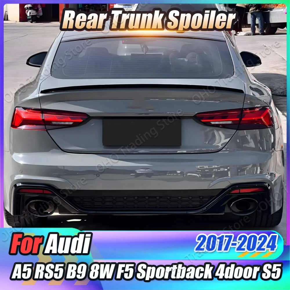 S5 Stil Auto Heckspoiler Heckflügel Für Audi A5 F5 4 Türen S5 RS5 B9 8W Sportback 2017-2024 Hinten Stamm Lip Trim Body Kit