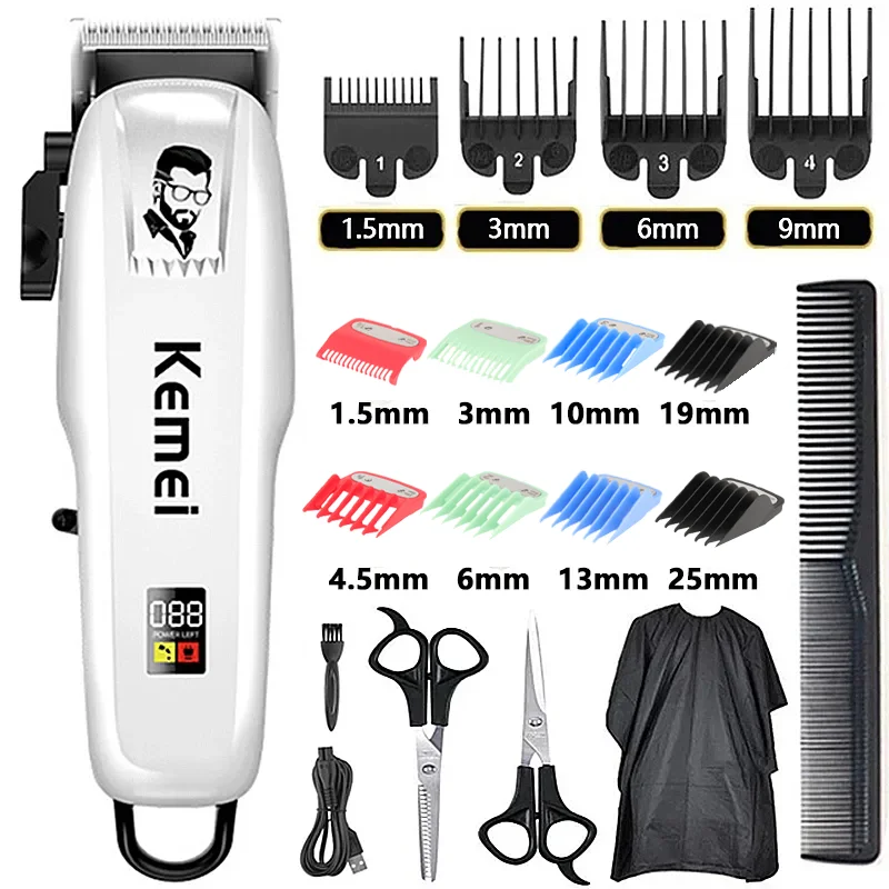 

Kemei Electric Hair Clipper Hair Cut Wireless Trimmer Men Professional Clipper Machine Rechargeable Hair Cut Barber 809A PG