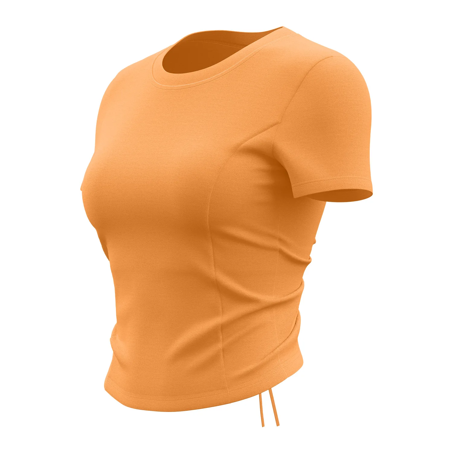 New Drawstring Beautiful Back Pleated Yoga Clothes Short-sleeved Women's One Cup with Chest Pad Fitness Sports Top